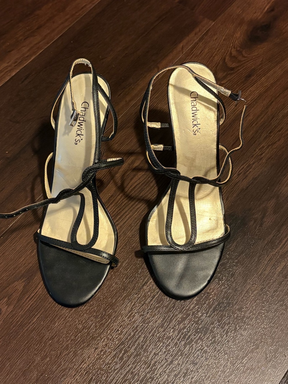 Chadwicks Black Strappy Slingback Heels